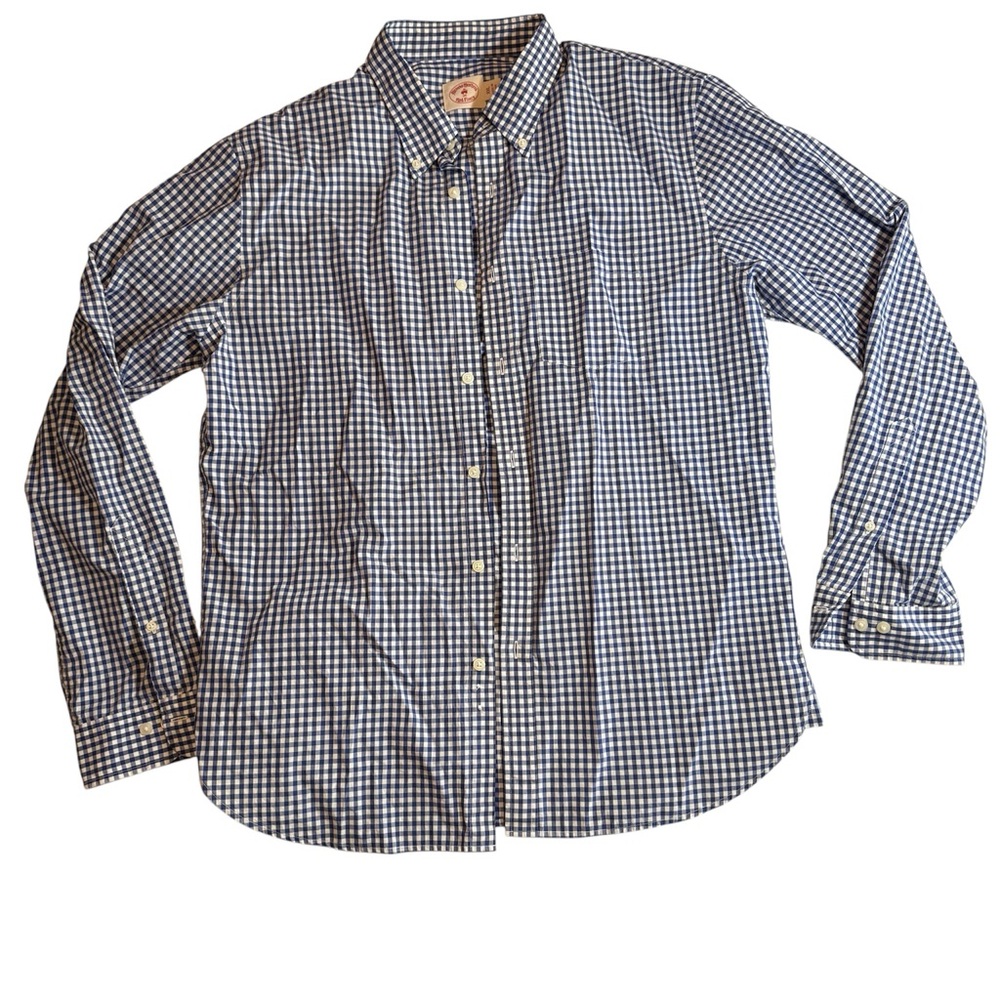 Brooks Brothers Red Fleece Shirt XXL Mens Blue Gingham Check Cotton Button Down